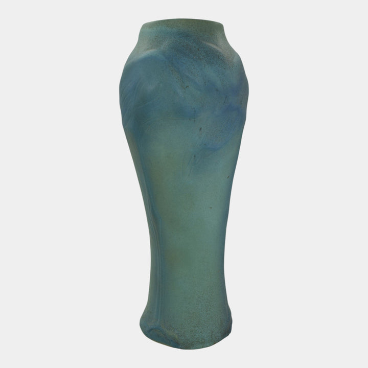 Van Briggle Pottery 1920s Vintage Art Pottery Blue Flamingo Floor Vase 405 - Just Art Pottery