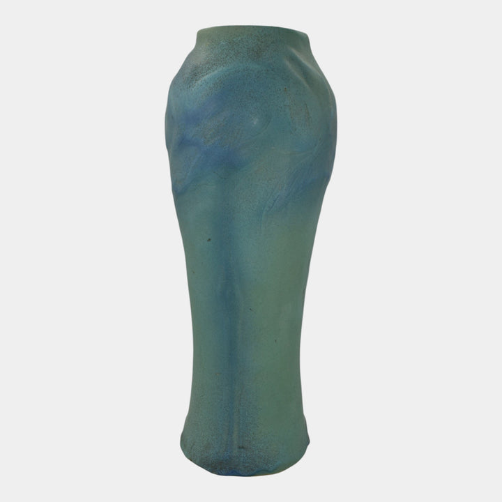 Van Briggle Pottery 1920s Vintage Art Pottery Blue Flamingo Floor Vase 405 - Just Art Pottery