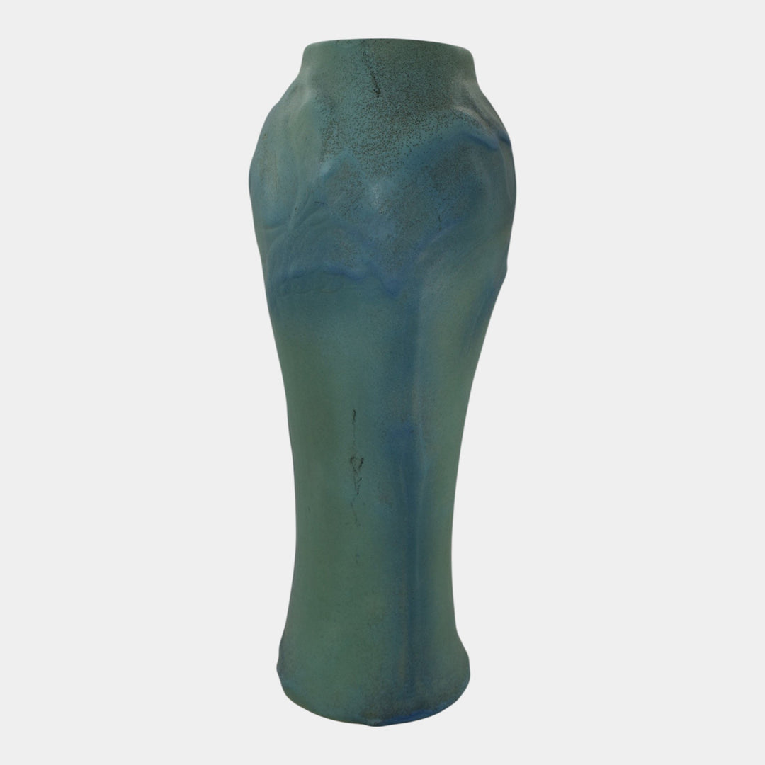 Van Briggle Pottery 1920s Vintage Art Pottery Blue Flamingo Floor Vase 405 - Just Art Pottery
