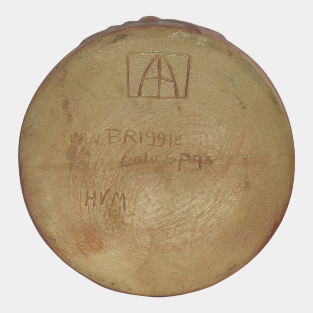 Van Briggle 1980s Art Pottery Pink Yucca Seed Pods and Leaves Vase 157