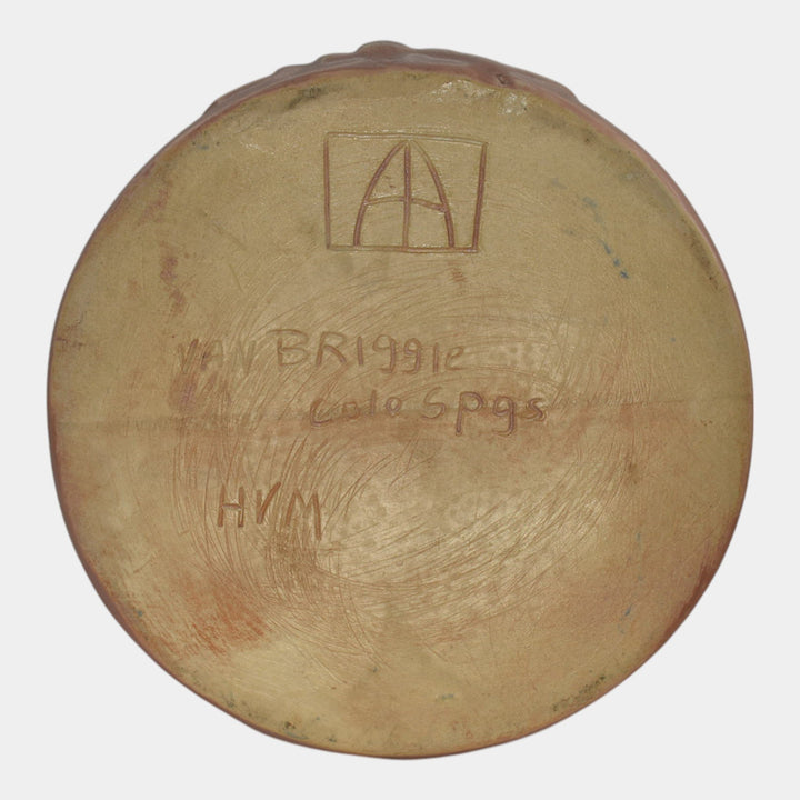 Van Briggle 1980s Art Pottery Pink Yucca Seed Pods and Leaves Vase 157