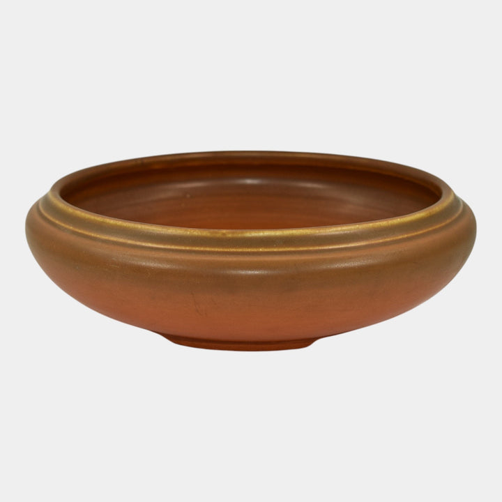Roseville Rosecraft Burnt Orange 1920 Vintage Art Deco Pottery Footed Bowl 124-7