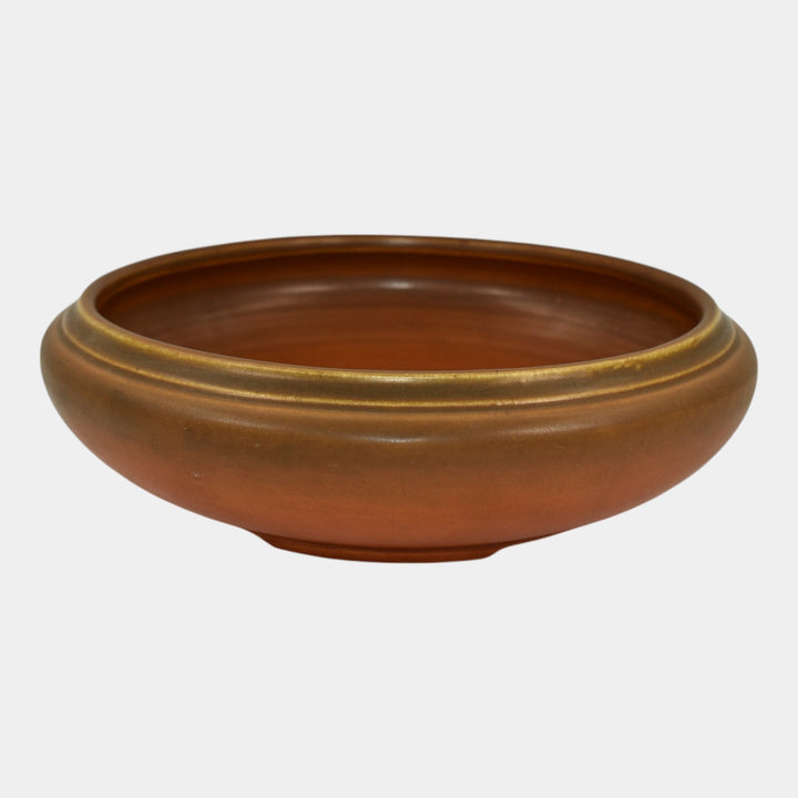 Roseville Rosecraft Burnt Orange 1920 Vintage Art Deco Pottery Footed Bowl 124-7