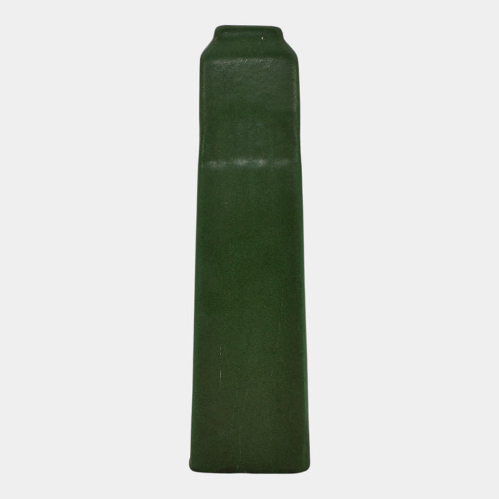 Weller Matte Green 1910s Vintage Arts and Crafts Pottery Geometric Vase