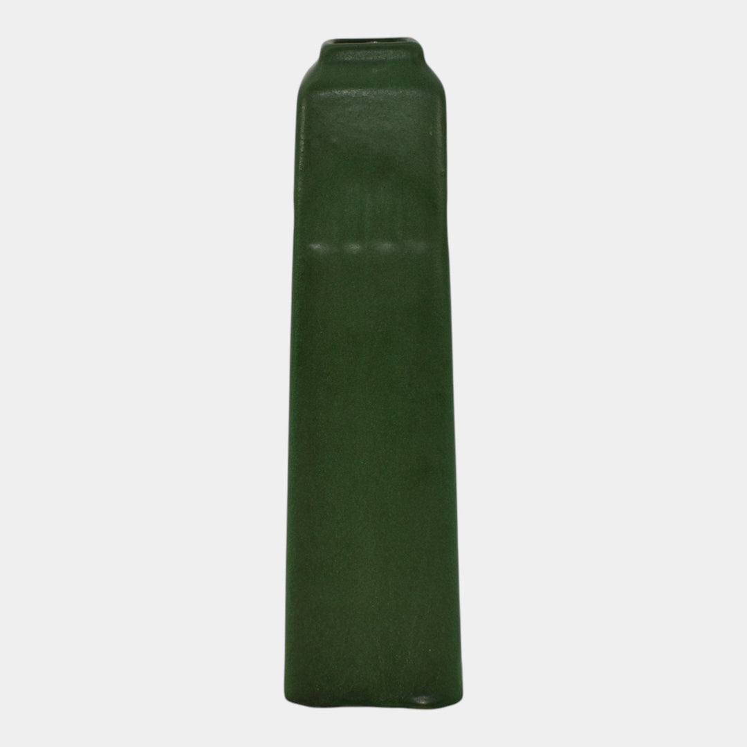 Weller Matte Green 1910s Vintage Arts and Crafts Pottery Geometric Vase