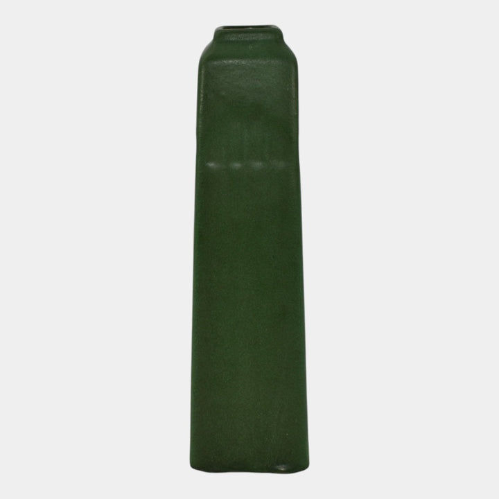 Weller Matte Green 1910s Vintage Arts and Crafts Pottery Geometric Vase