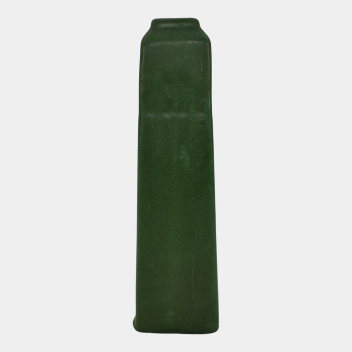Weller Matte Green 1910s Vintage Arts and Crafts Pottery Geometric Vase