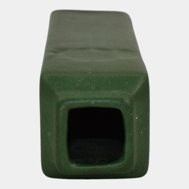Weller Matte Green 1910s Vintage Arts and Crafts Pottery Geometric Vase