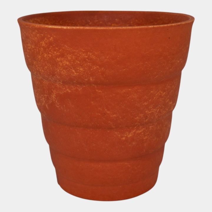 Cowan 1930s Vintage Art Pottery Uranium Orange Flower Pot Planter - Just Art Pottery