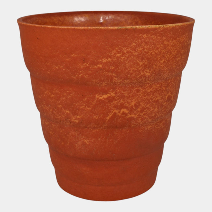 Cowan 1930s Vintage Art Pottery Uranium Orange Flower Pot Planter - Just Art Pottery