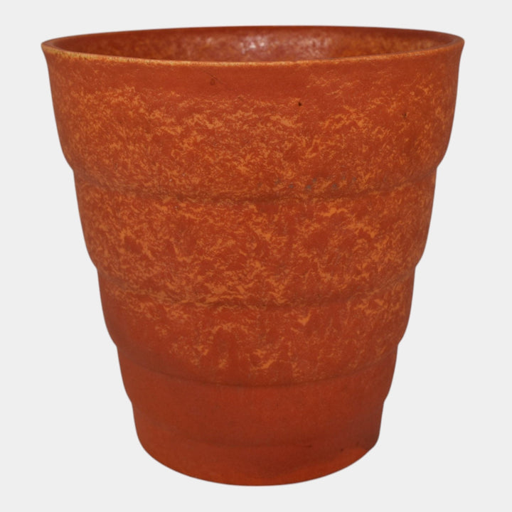 Cowan 1930s Vintage Art Pottery Uranium Orange Flower Pot Planter - Just Art Pottery