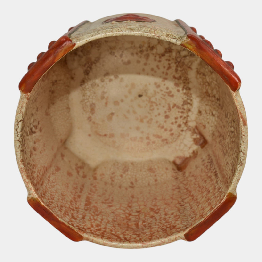 Czechoslovakian Alien Ware Vintage Art Pottery Orange Ceramic Planter - Just Art Pottery