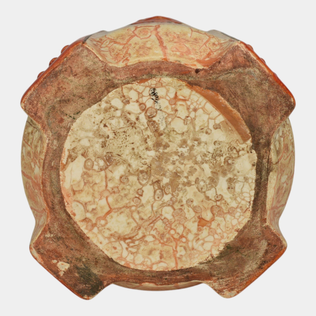 Czechoslovakian Alien Ware Vintage Art Pottery Orange Ceramic Planter - Just Art Pottery