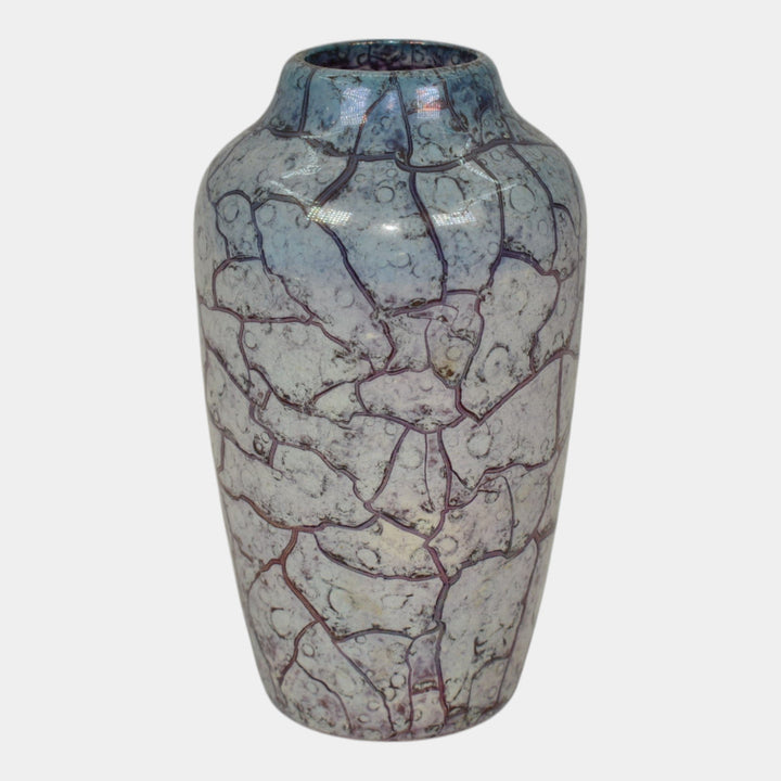 Weller Cloudburst Lustre Vintage Art Deco Pottery Mottled Blue Ceramic Vase - Just Art Pottery