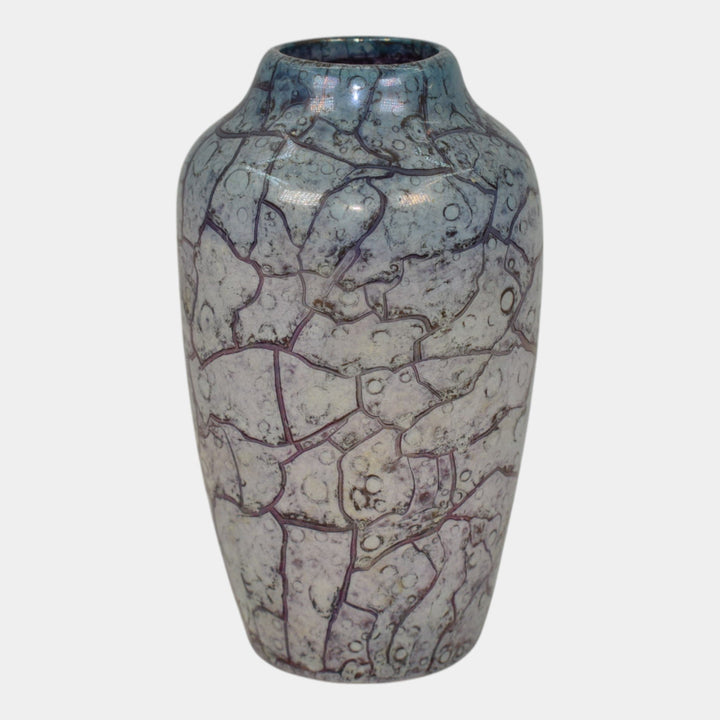 Weller Cloudburst Lustre Vintage Art Deco Pottery Mottled Blue Ceramic Vase - Just Art Pottery