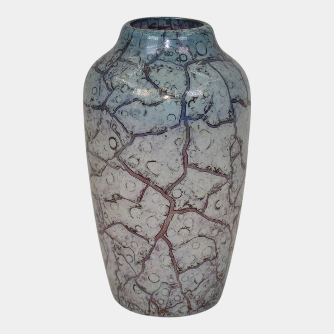 Weller Cloudburst Lustre Vintage Art Deco Pottery Mottled Blue Ceramic Vase - Just Art Pottery