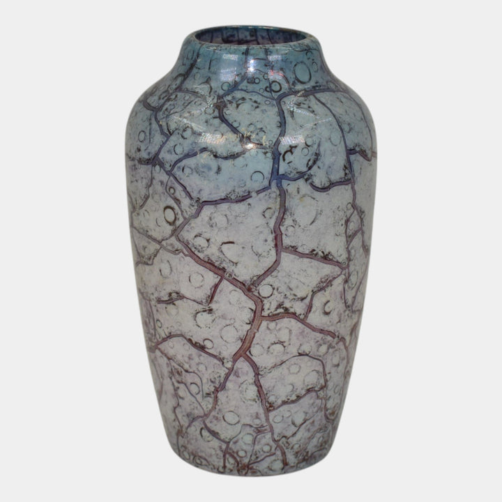 Weller Cloudburst Lustre Vintage Art Deco Pottery Mottled Blue Ceramic Vase - Just Art Pottery