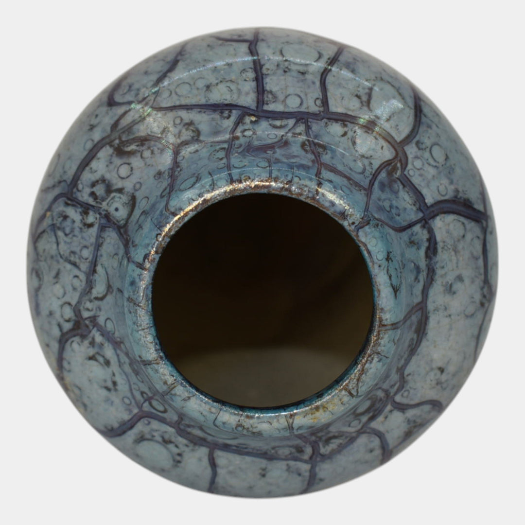 Weller Cloudburst Lustre Vintage Art Deco Pottery Mottled Blue Ceramic Vase - Just Art Pottery