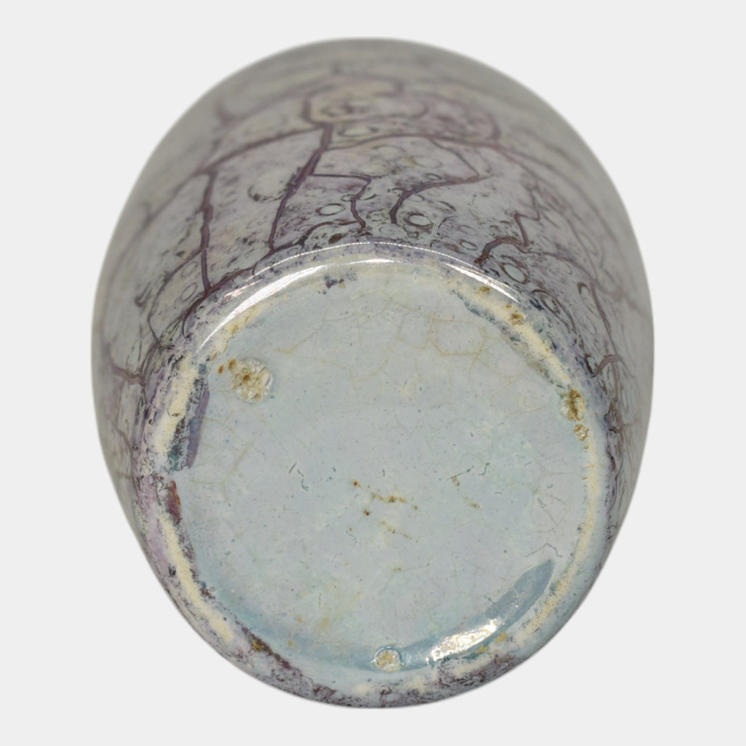 Weller Cloudburst Lustre Vintage Art Deco Pottery Mottled Blue Ceramic Vase - Just Art Pottery