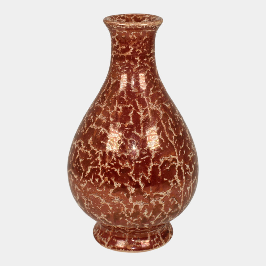 Weller Cloudburst Lustre Vintage Art Deco Pottery Mottled Red Ceramic Vase - Just Art Pottery