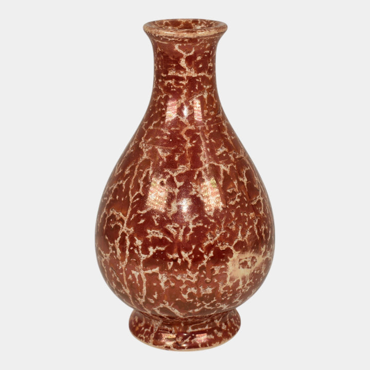 Weller Cloudburst Lustre Vintage Art Deco Pottery Mottled Red Ceramic Vase - Just Art Pottery