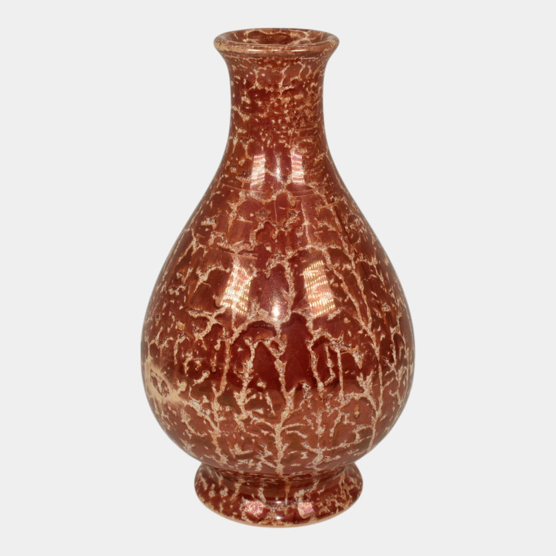 Weller Cloudburst Lustre Vintage Art Deco Pottery Mottled Red Ceramic Vase - Just Art Pottery