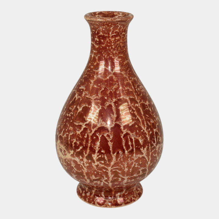 Weller Cloudburst Lustre Vintage Art Deco Pottery Mottled Red Ceramic Vase - Just Art Pottery