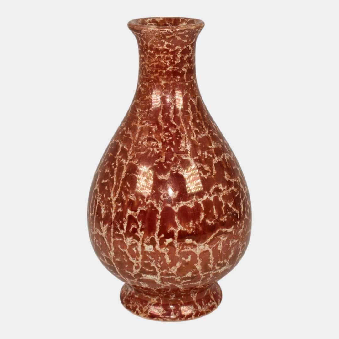 Weller Cloudburst Lustre Vintage Art Deco Pottery Mottled Red Ceramic Vase - Just Art Pottery