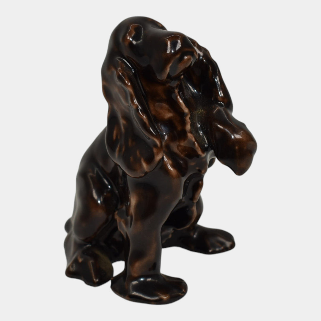 Rookwood 1986 Pottery Nubian Black Cocker Spaniel Dog Paperweight Figurine 7024 - Just Art Pottery
