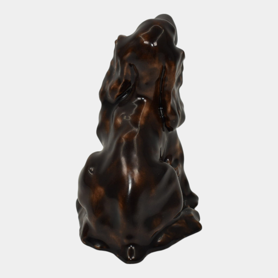 Rookwood 1986 Pottery Nubian Black Cocker Spaniel Dog Paperweight Figurine 7024 - Just Art Pottery