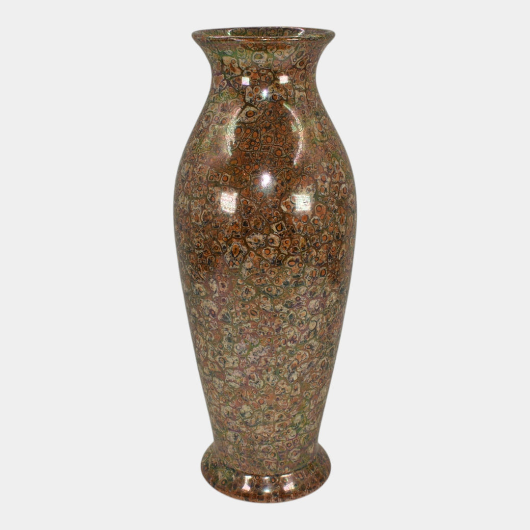 Weller Cloudburst Art Deco Pottery Mottled Orange Large Ceramic Vase - Just Art Pottery