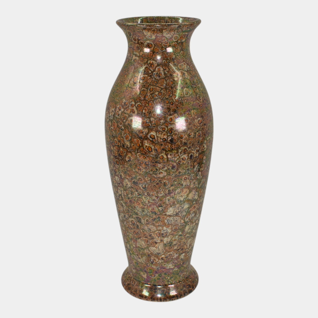 Weller Cloudburst Art Deco Pottery Mottled Orange Large Ceramic Vase - Just Art Pottery