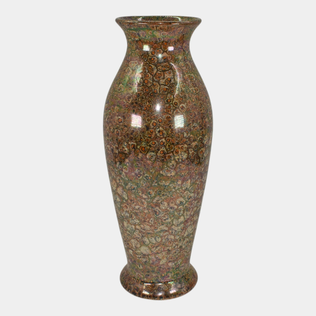 Weller Cloudburst Art Deco Pottery Mottled Orange Large Ceramic Vase - Just Art Pottery