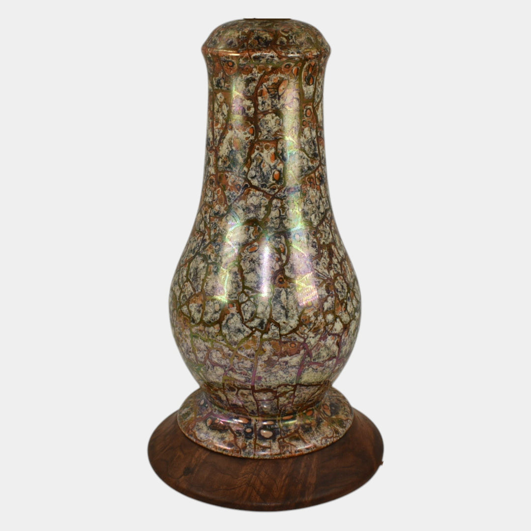 Weller Cloudburst Lustre Vintage Art Deco Pottery Orange Ceramic Lamp Vase - Just Art Pottery