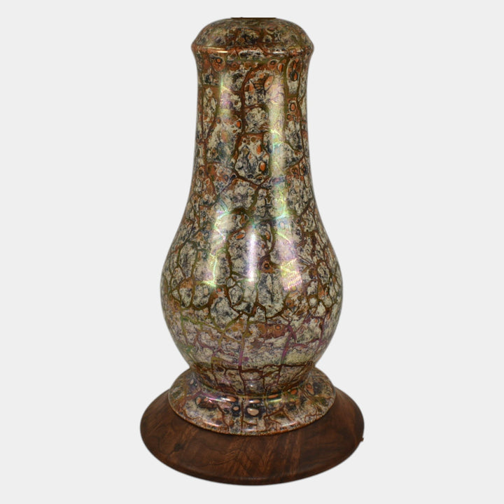 Weller Cloudburst Lustre Vintage Art Deco Pottery Orange Ceramic Lamp Vase - Just Art Pottery