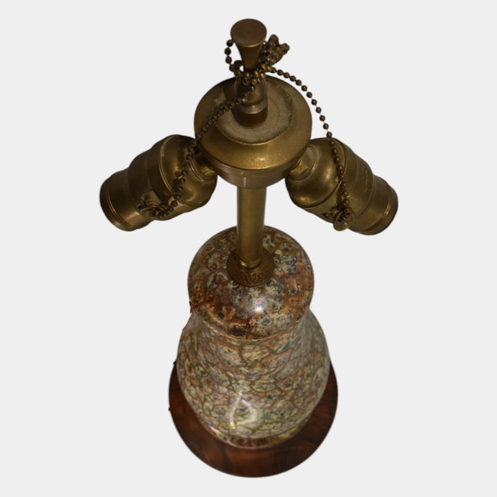 Weller Cloudburst Lustre Vintage Art Deco Pottery Orange Ceramic Lamp Vase - Just Art Pottery