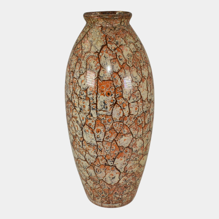 Weller Cloudburst Vintage Art Deco Pottery Mottled Orange Ceramic Vase - Just Art Pottery