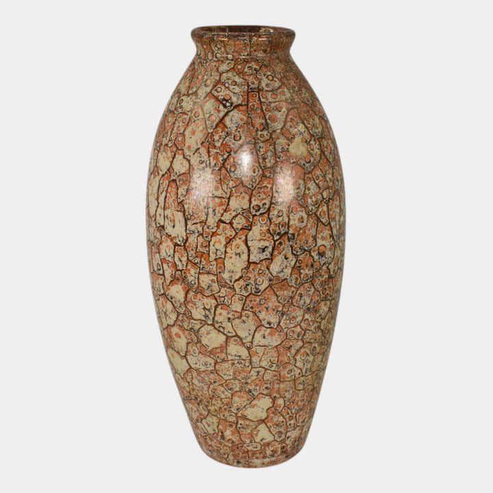 Weller Cloudburst Vintage Art Deco Pottery Mottled Orange Ceramic Vase - Just Art Pottery