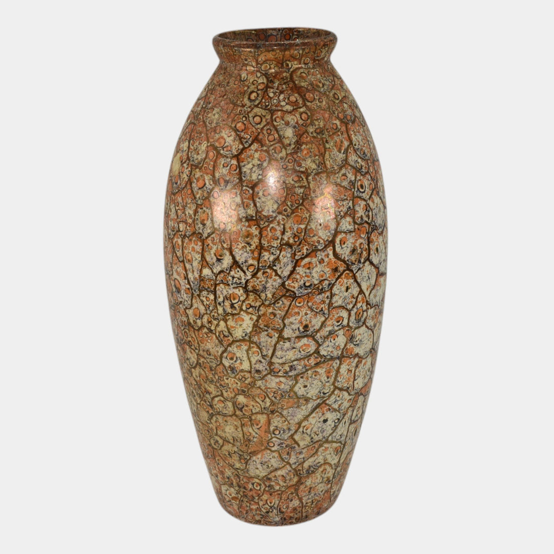 Weller Cloudburst Vintage Art Deco Pottery Mottled Orange Ceramic Vase - Just Art Pottery