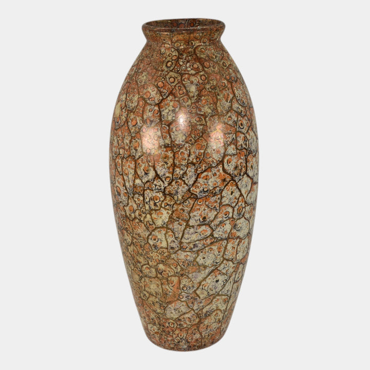 Weller Cloudburst Vintage Art Deco Pottery Mottled Orange Ceramic Vase - Just Art Pottery