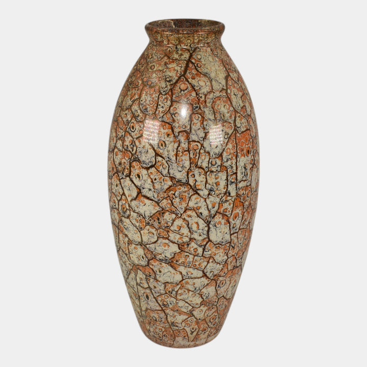 Weller Cloudburst Vintage Art Deco Pottery Mottled Orange Ceramic Vase - Just Art Pottery