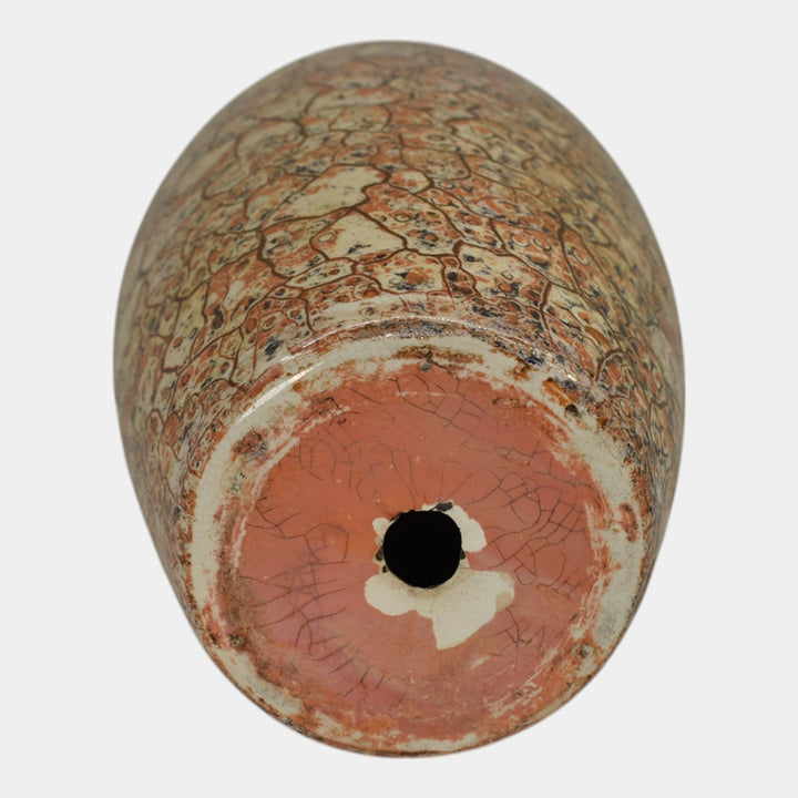 Weller Cloudburst Vintage Art Deco Pottery Mottled Orange Ceramic Vase - Just Art Pottery