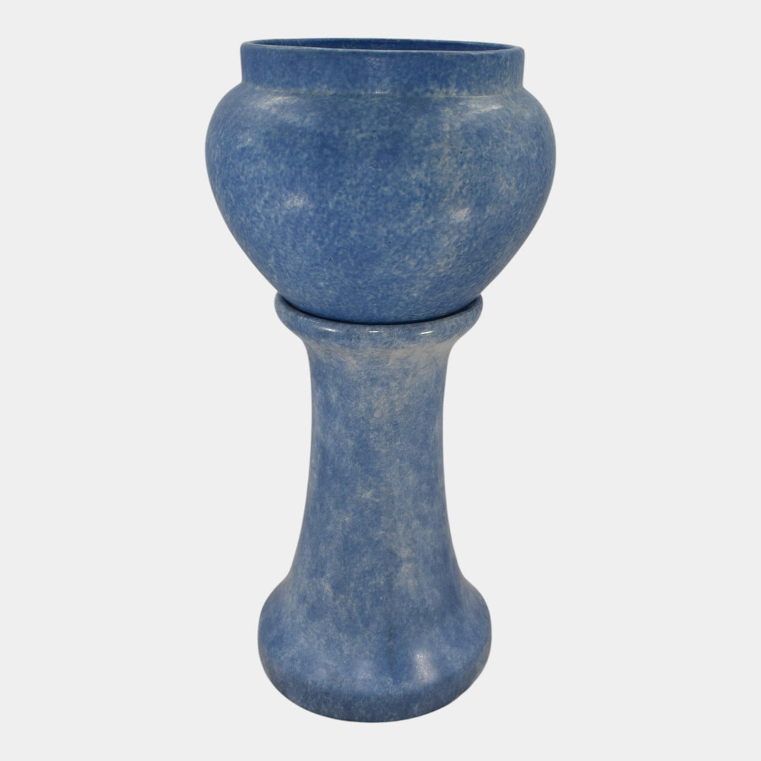 Roseville Early Carnelian Blended Blue Ceramic Jardiniere Pedestal 593-10 - Just Art Pottery