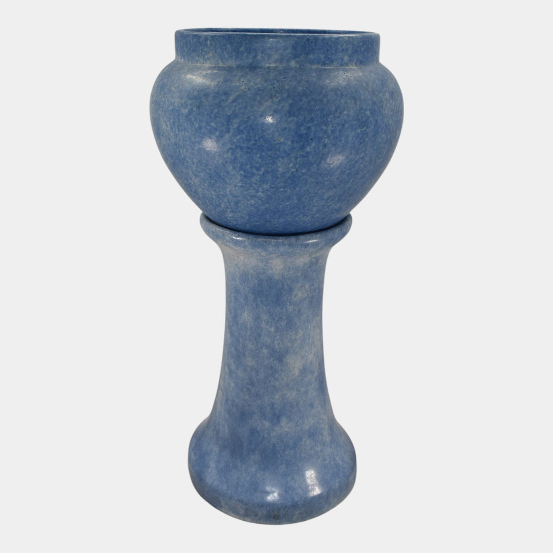 Roseville Early Carnelian Blended Blue Ceramic Jardiniere Pedestal 593-10 - Just Art Pottery