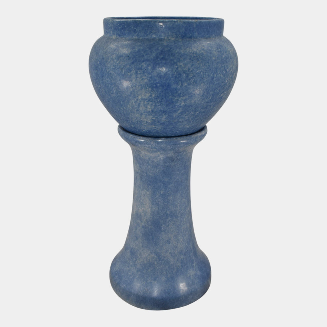 Roseville Early Carnelian Blended Blue Ceramic Jardiniere Pedestal 593-10 - Just Art Pottery