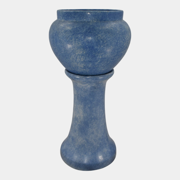 Roseville Early Carnelian Blended Blue Ceramic Jardiniere Pedestal 593-10 - Just Art Pottery
