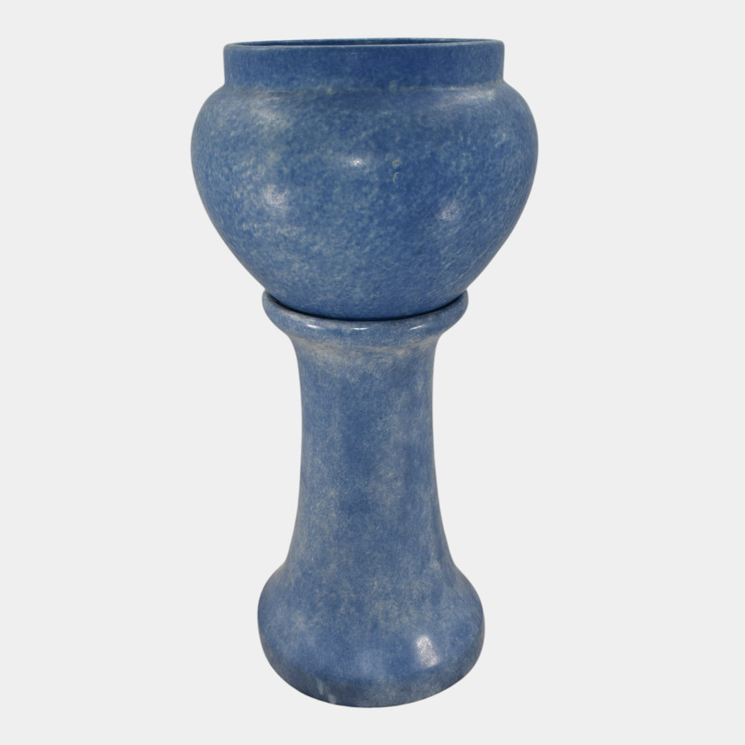 Roseville Early Carnelian Blended Blue Ceramic Jardiniere Pedestal 593-10 - Just Art Pottery