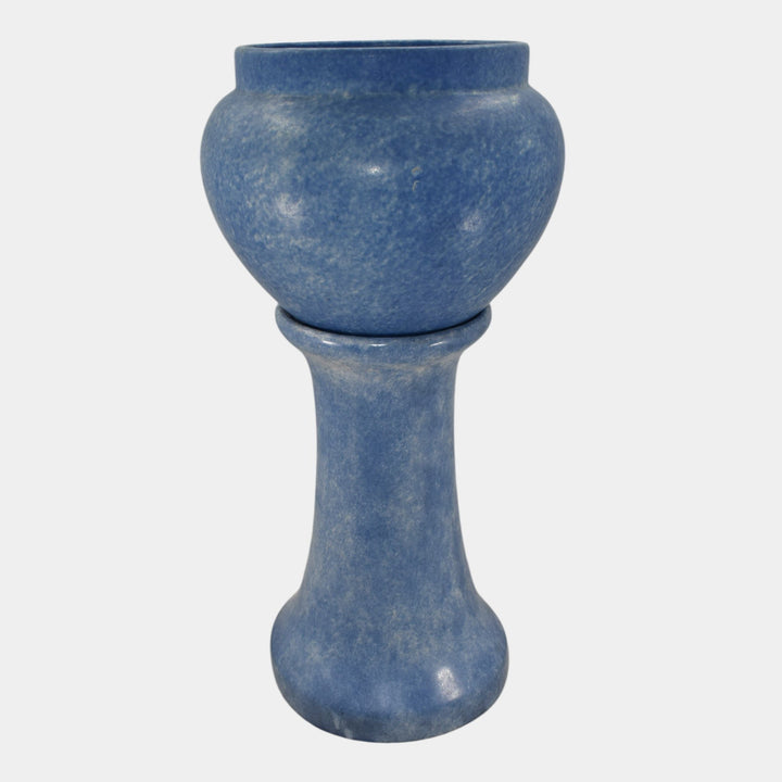 Roseville Early Carnelian Blended Blue Ceramic Jardiniere Pedestal 593-10 - Just Art Pottery