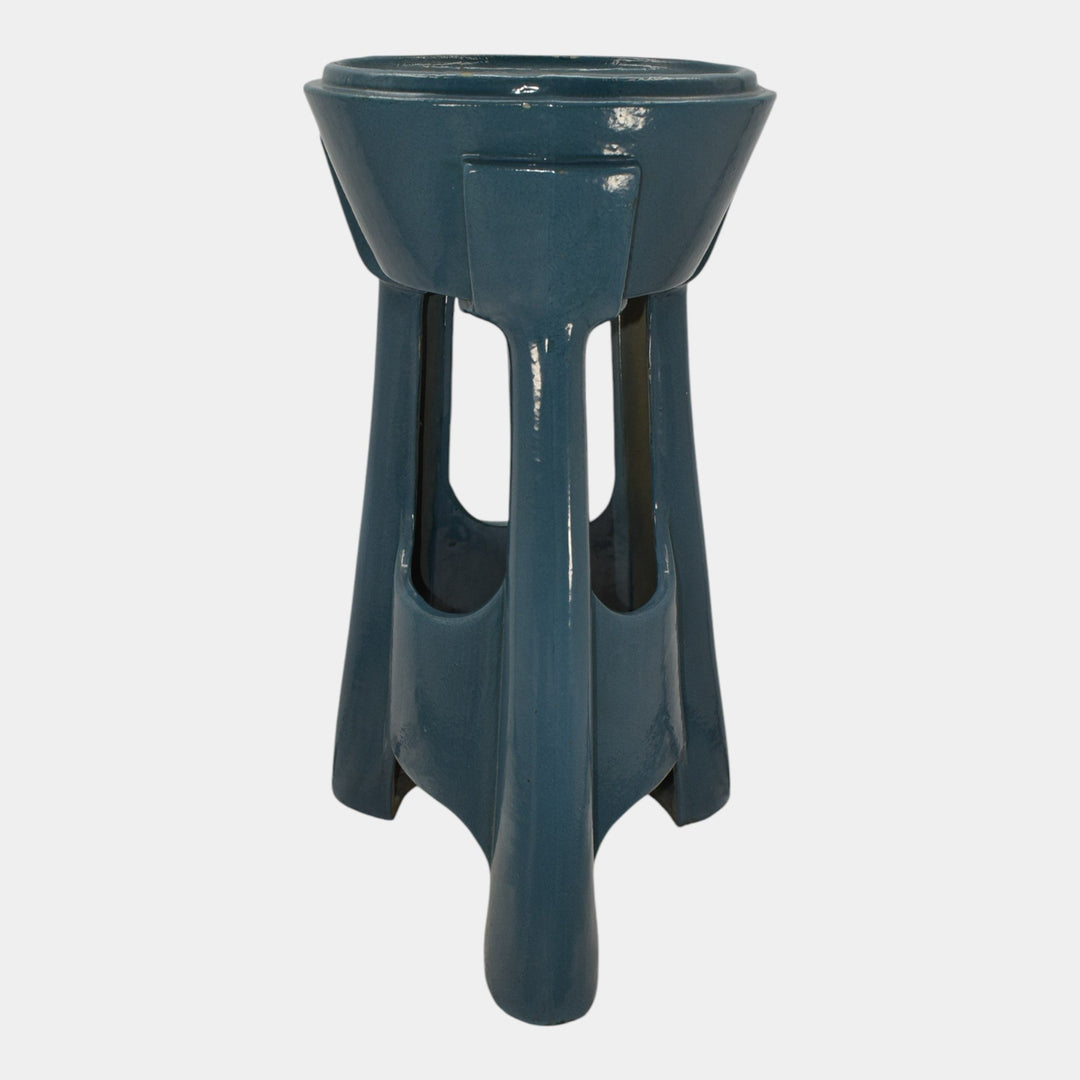 Roseville Vintage Arts And Crafts Pottery Blue Pedestal