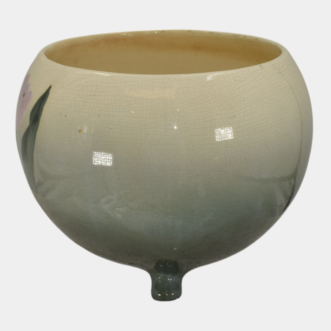 Roseville Rozane Light Green 1900s Art Pottery Footed Ceramic Jardiniere Planter - Just Art Pottery